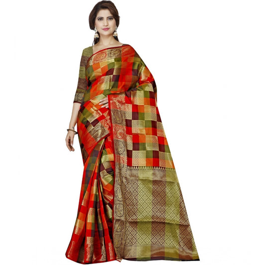 Women's Jacquard Woven Saree With Unstitched Blouse 5.5Mtr (Multicolor)