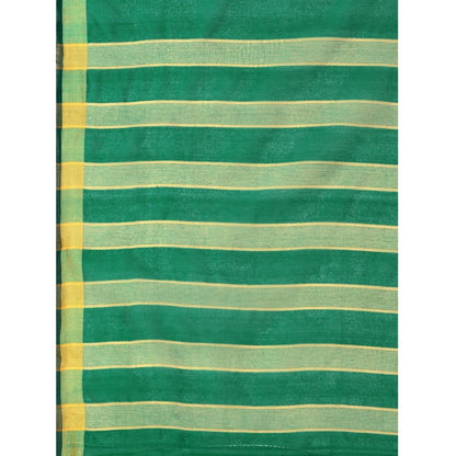 Women's Cotton Silk Striped Saree With Unstitched Blouse 5.5Mtr (Light Green)