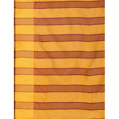 Women's Cotton Silk Striped Saree With Unstitched Blouse 5.5Mtr (Mustard)