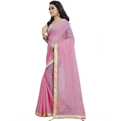 Women's Cotton Silk Checkered Saree With Unstitched Blouse 5.5Mtr (Multicolor)