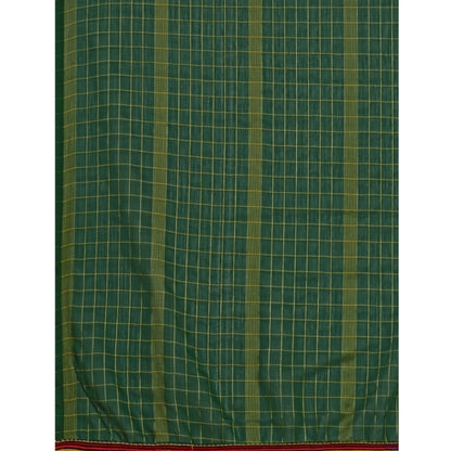 Generic Women's Silk Blend Checkered Saree With Unstitched Blouse 5.5Mtr (Green)