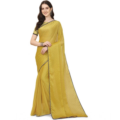 Generic Women's Silk Blend Embellished Saree With Unstitched Blouse 5.5Mtr (Mustard)