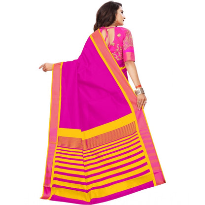 Women's Jacquard Woven Saree With Unstitched Blouse 5.5Mtr (Pink)