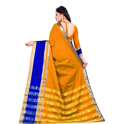 Women's Jacquard Woven Saree With Unstitched Blouse 5.5Mtr (Mustard)