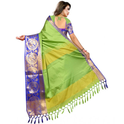 Women's Jacquard Woven Saree With Unstitched Blouse 5.5Mtr (Green)