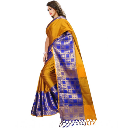 Women's Jacquard Woven Saree With Unstitched Blouse 5.5Mtr (Mustard)