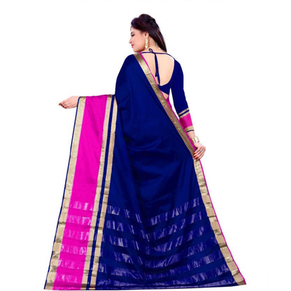 Women's Jacquard Woven Saree With Unstitched Blouse 5.5Mtr (Blue)