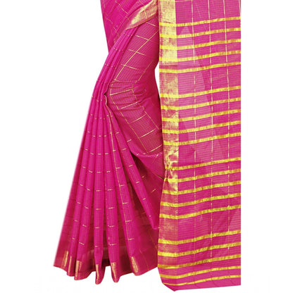 Women's Jacquard Woven Saree With Unstitched Blouse 5.5Mtr (Pink)