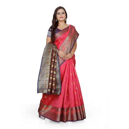 Women's Jacquard Woven Saree With Unstitched Blouse 5.5Mtr (Multicolor)