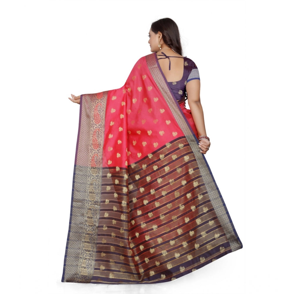 Women's Jacquard Woven Saree With Unstitched Blouse 5.5Mtr (Multicolor)