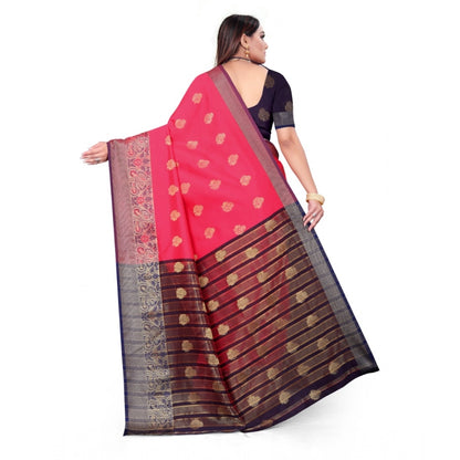 Women's Silk Blend Woven Saree With Unstitched Blouse 5.5Mtr (Multicolor)