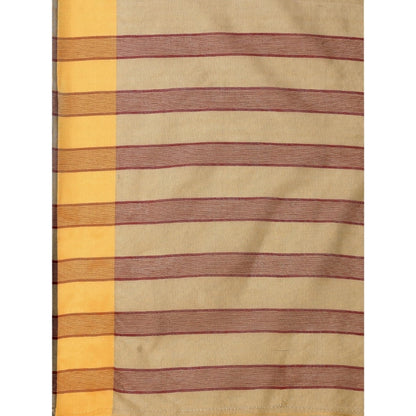 Women's Cotton Silk Striped Saree With Unstitched Blouse 5.5Mtr (Cream)