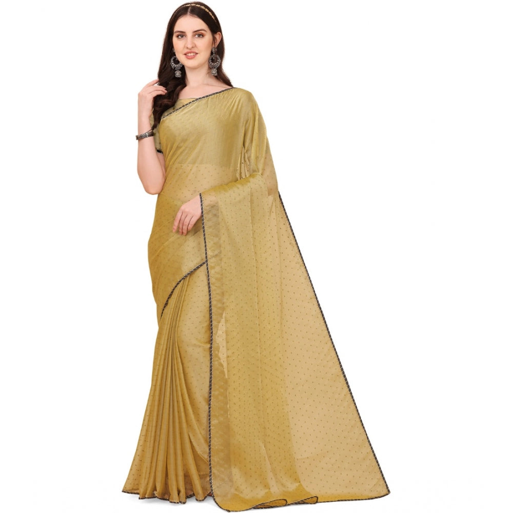 Women's Silk Blend Embellished Saree With Unstitched Blouse 5.5Mtr (Cream)