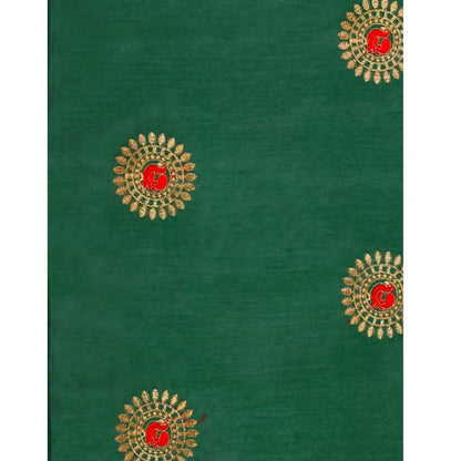 Generic Women's Silk Blend Embroidered Saree With Unstitched Blouse 5.5Mtr (Light Green)