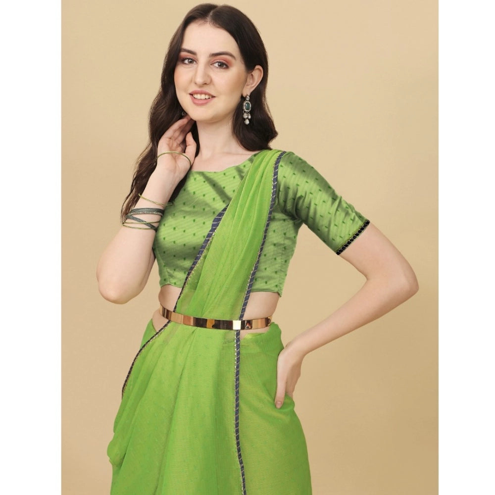 Women's Silk Blend Embellished Saree With Unstitched Blouse 5.5Mtr (Green)