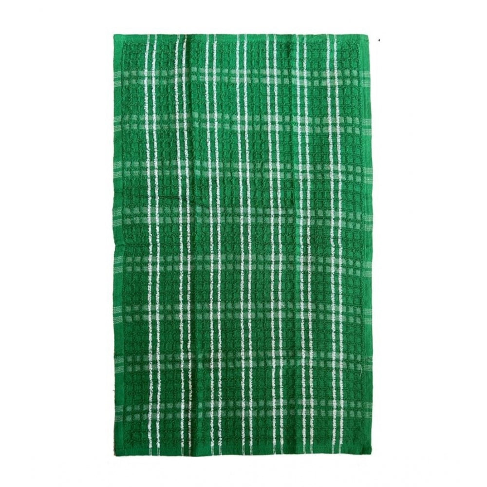 Pack Of_6 Cotton Checkered Kitchen Towel Sets (Green)