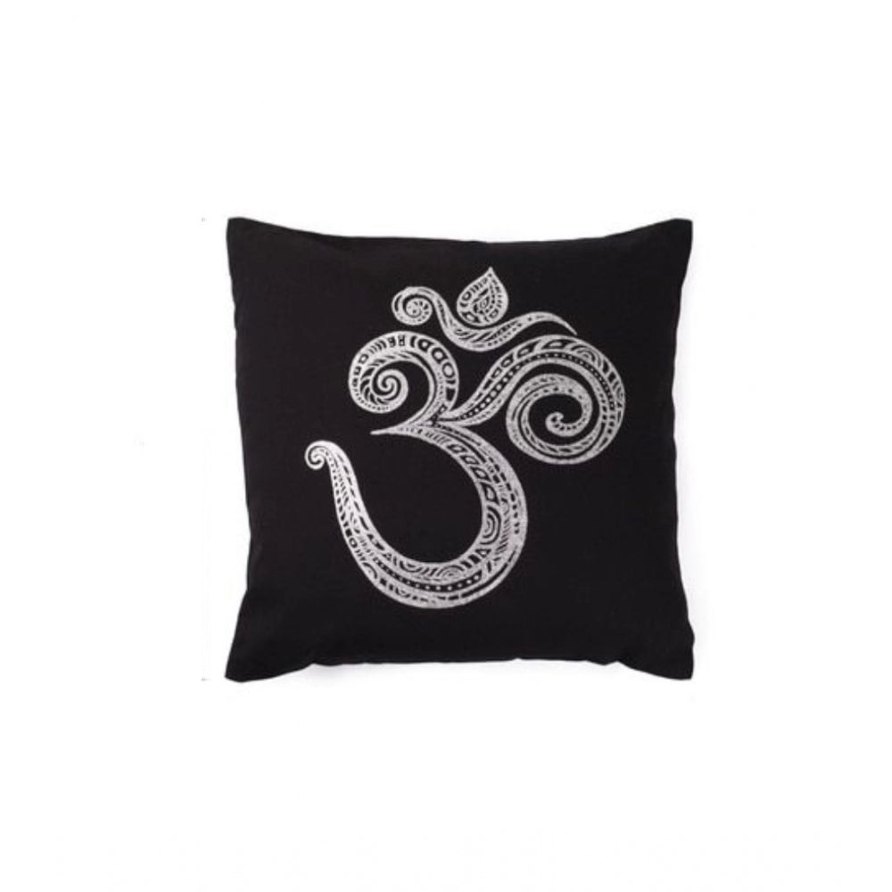 Pack Of_2 Cotton Printed Cushion Cover Sets (Black, Size: 16x16 In)