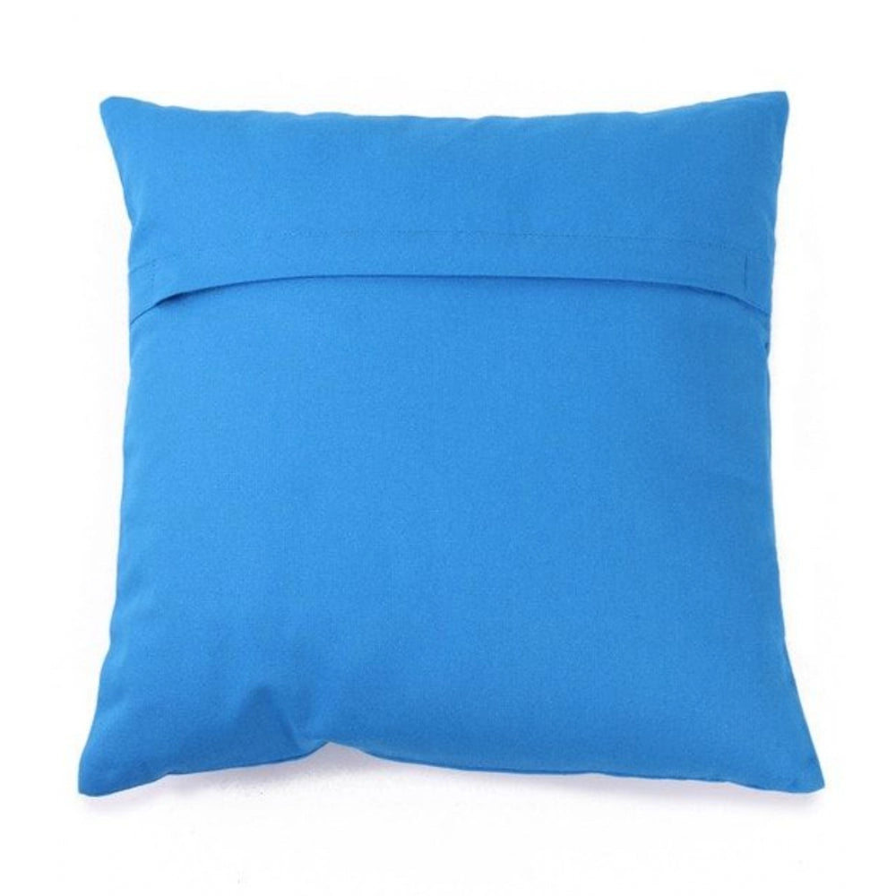 Pack Of_2 Cotton Printed Cushion Cover Sets (Blue, Size: 16x16 In)