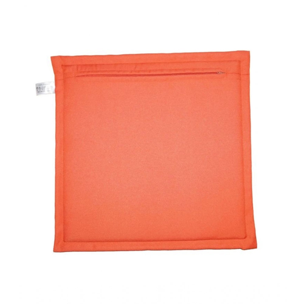 Pack Of_4 Polyester Solid Chairpads (Orange, Size: 16x16 In)