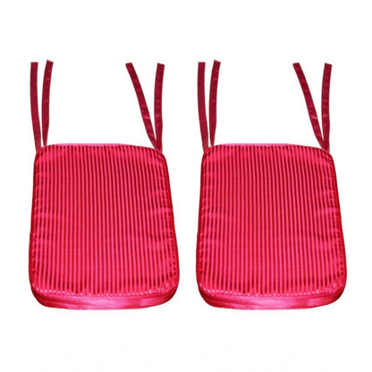 Pack Of_4 Polyester Solid Chairpads (Pink, Size: 16x16 In)