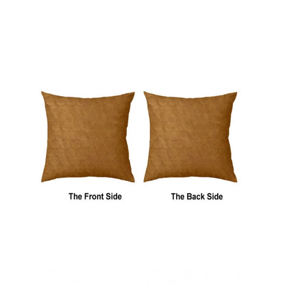 Pack Of_4 Polyester Printed Car Pillow Sets (Brown, Size: 12x12 In)