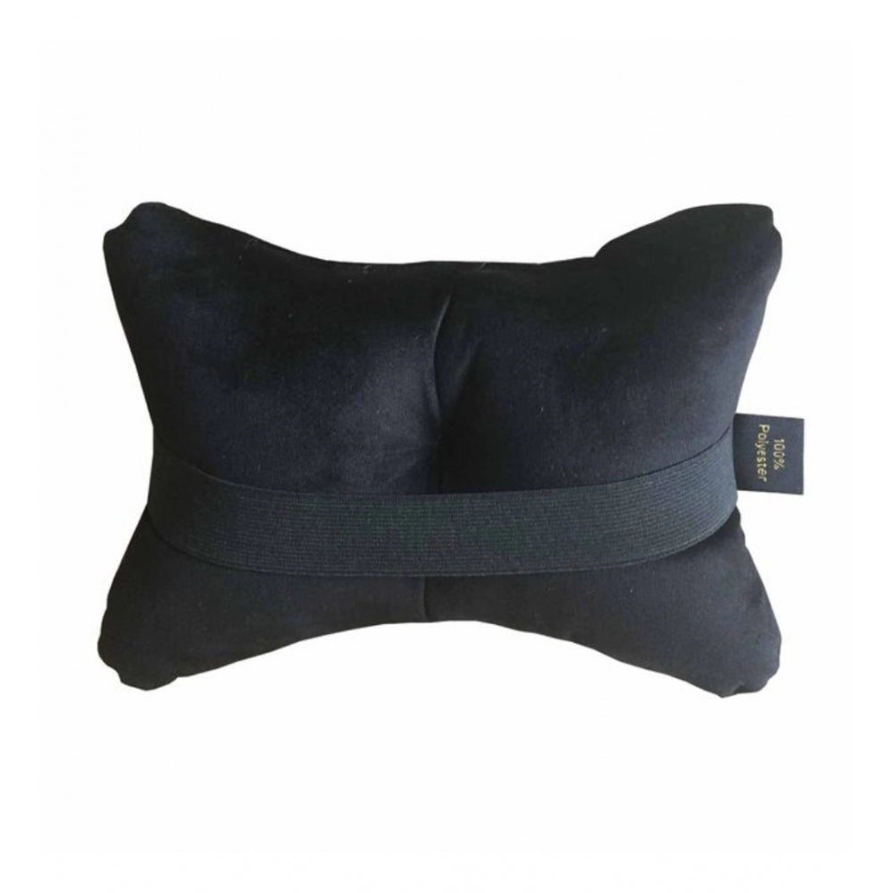 Pack Of_4 Polyester Solid Car Pillow Sets (Black, Size: 12x12 In)