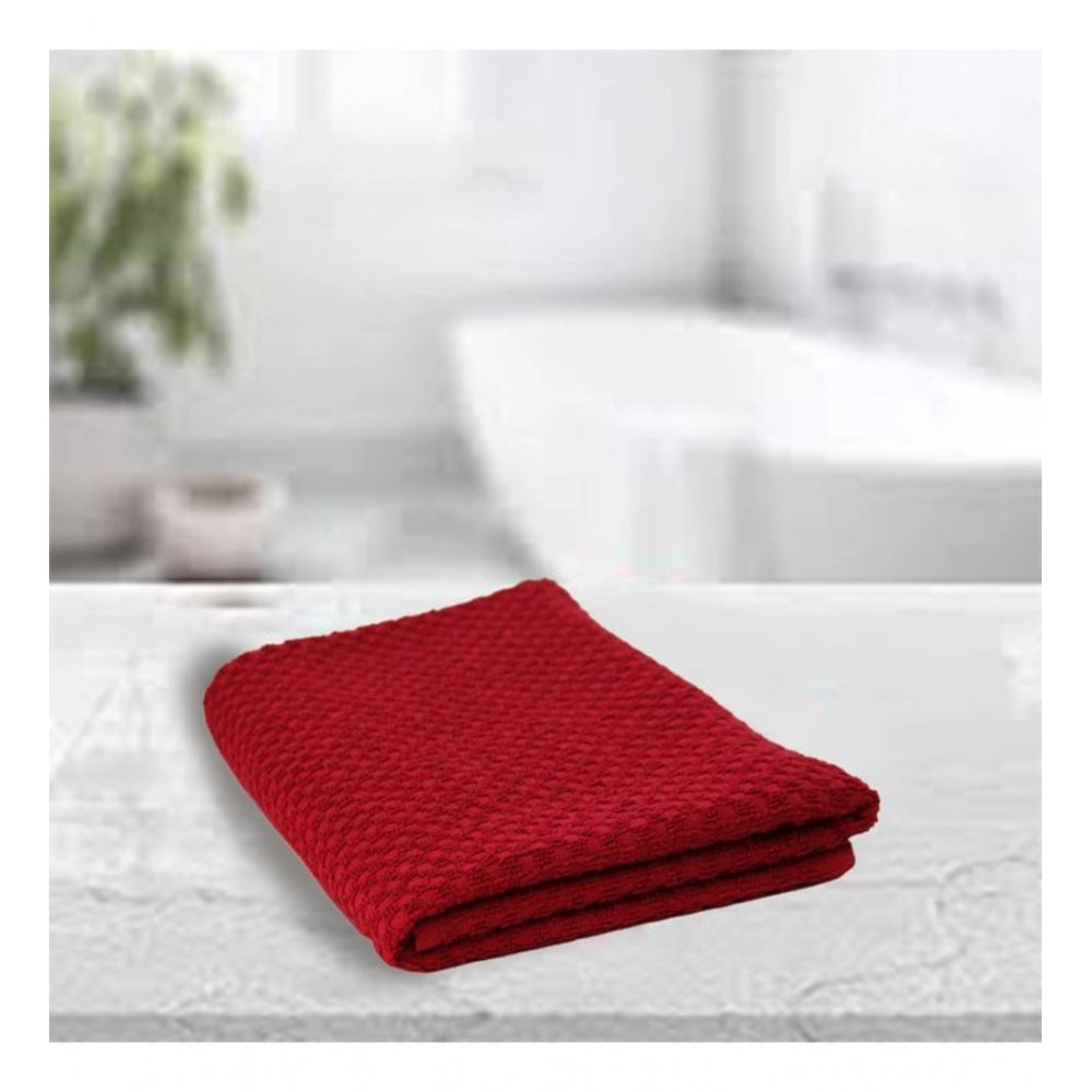 Cotton Popcorn Weave Bath Towels (Red)