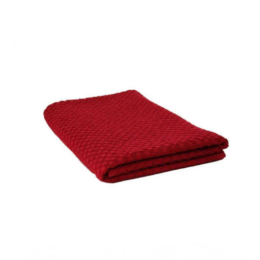 Cotton Popcorn Weave Bath Towels (Red)