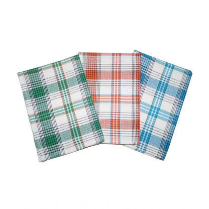 Pack Of_3 Cotton Checkered Kitchen Towel Sets (Multicolor, Size: 24x16 In)