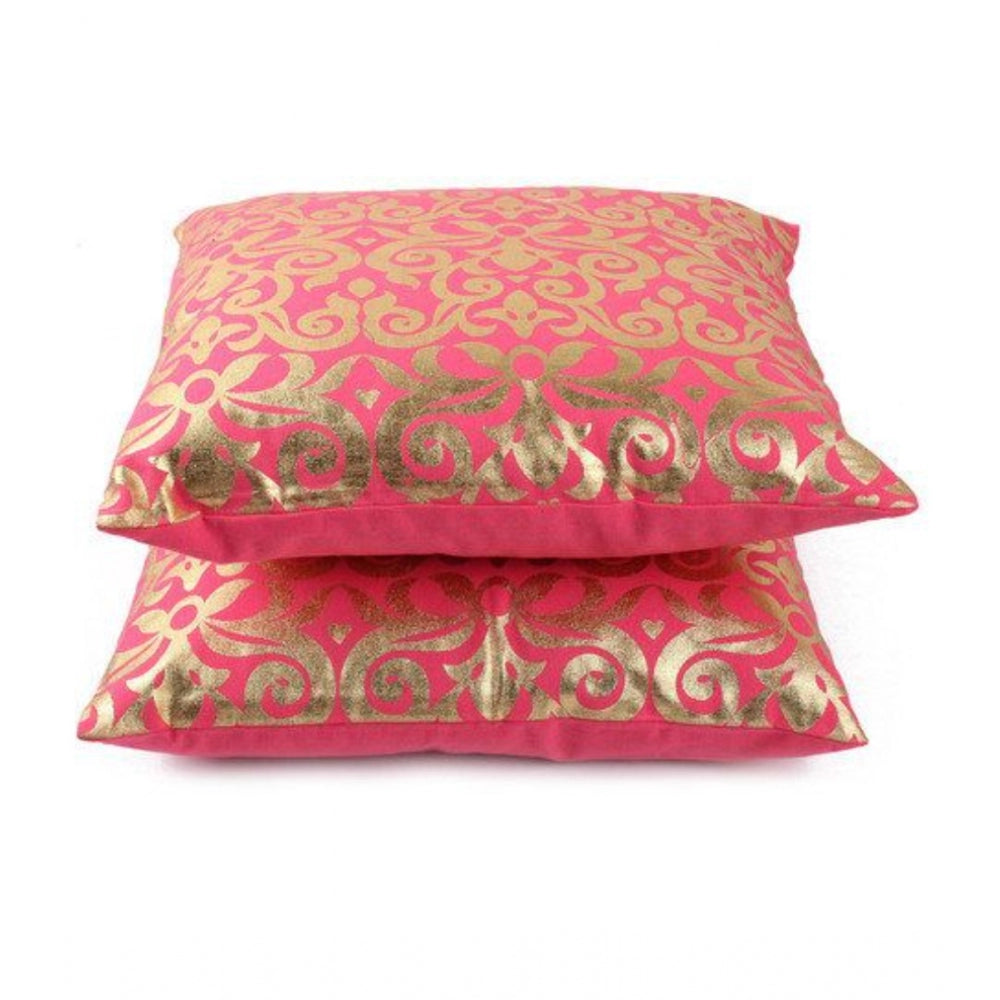 Pack Of_2 Cotton Printed Cushion Cover Sets (Red, Size: 16x16 In)