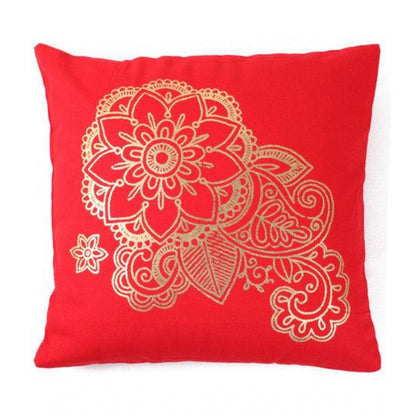 Pack Of_2 Cotton Printed Cushion Cover Sets (Red, Size: 16x16 In)