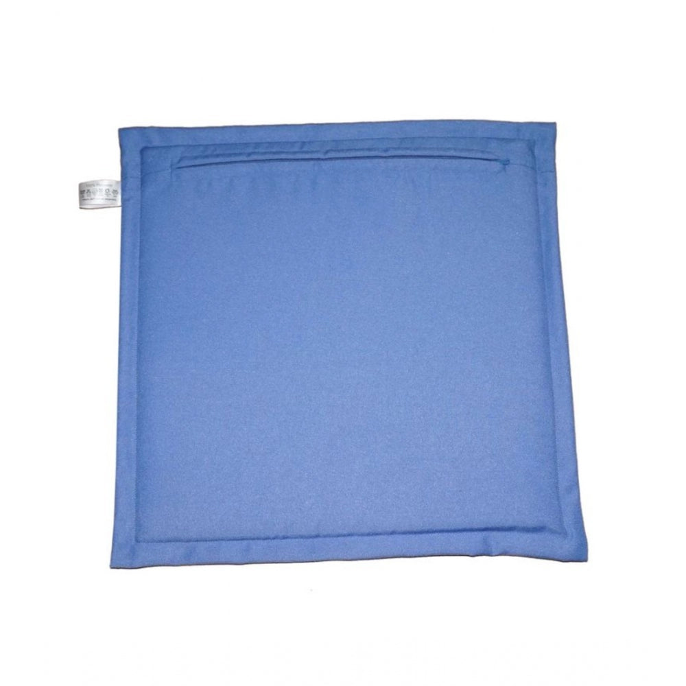 Pack Of_4 Polyester Solid Chairpads (Blue, Size: 16x16 In)