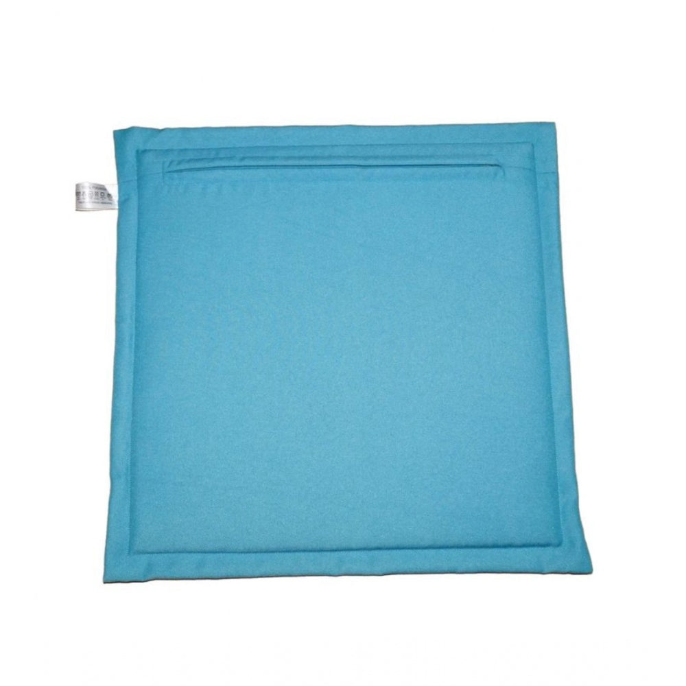 Pack Of_4 Polyester Solid Chairpads (Light Blue, Size: 16x16 In)