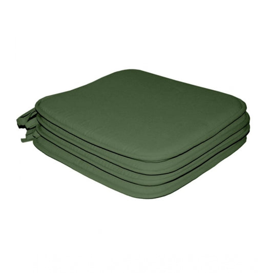 Pack Of_4 Cotton Blended Solid Chairpads (Green, Size: 15x15 In)