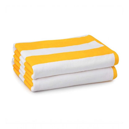 Cotton Solid Bath Towels (Yellow &amp; White, Size: 36x71 In)