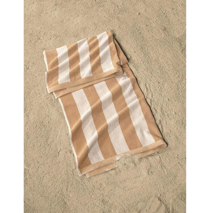 Cotton Striped Bath Towels (Beige &amp; White, Size: 36x71 In)