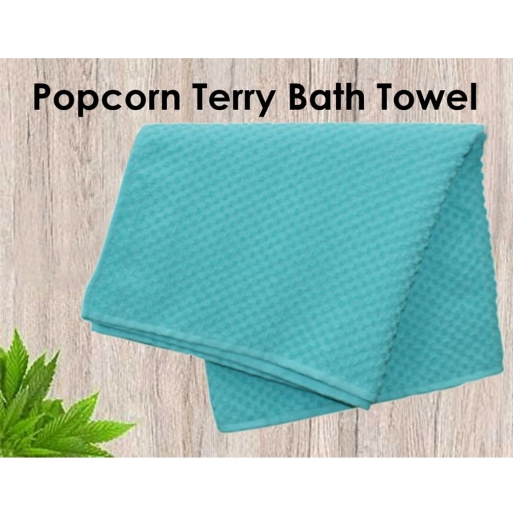 Cotton Popcorn Weave Bath Towels (Aqua Blue, Size: 28x59 In)