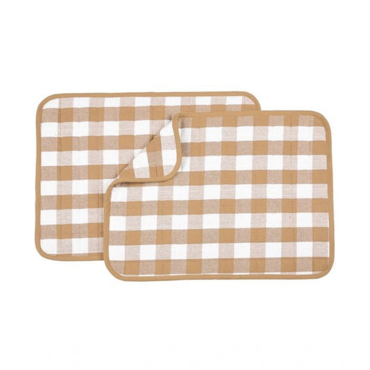 Pack Of_6 Cotton Checkered Kitchen Towel Sets (Beige)