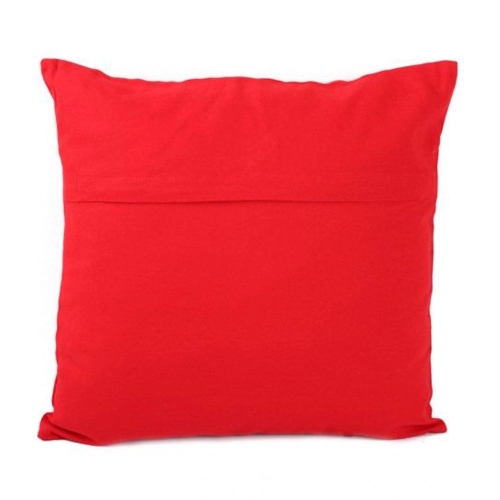 Pack Of_2 Cotton Printed Cushion Cover Sets (Red, Size: 16x16 In)