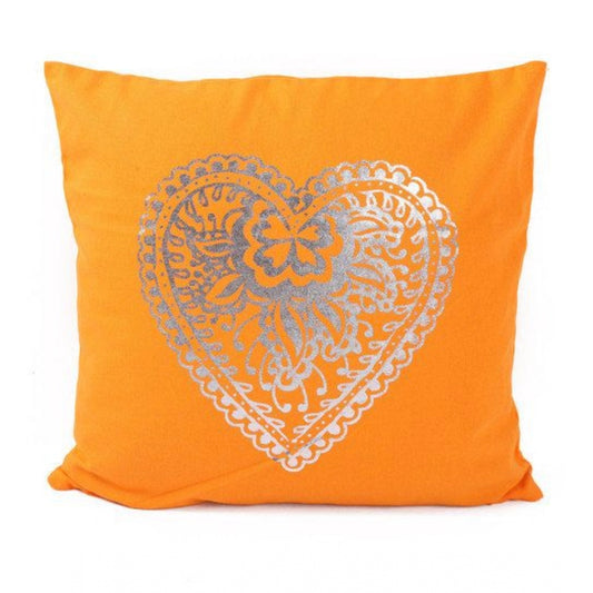 Pack Of_2 Cotton Printed Cushion Cover Sets (Mustard, Size: 16x16 In)