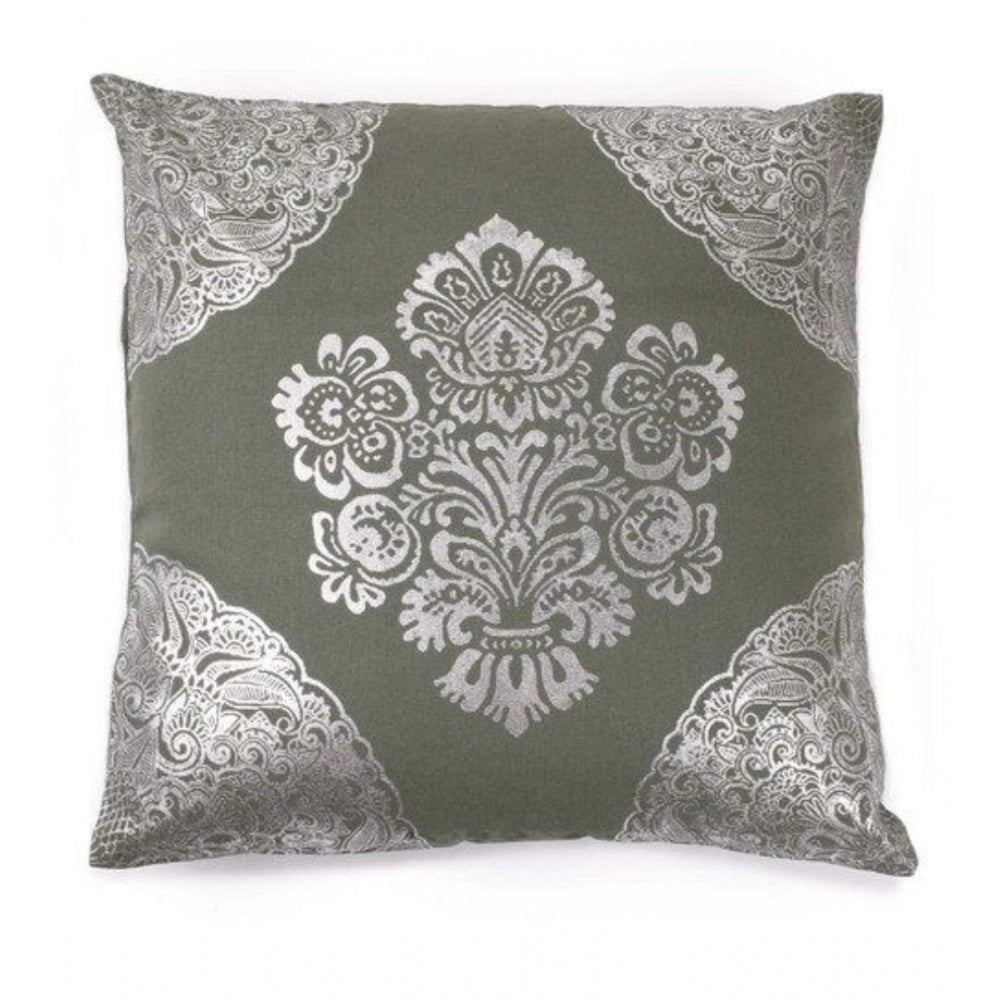 Pack Of_2 Cotton Printed Cushion Cover Sets (Green, Size: 16x16 In)