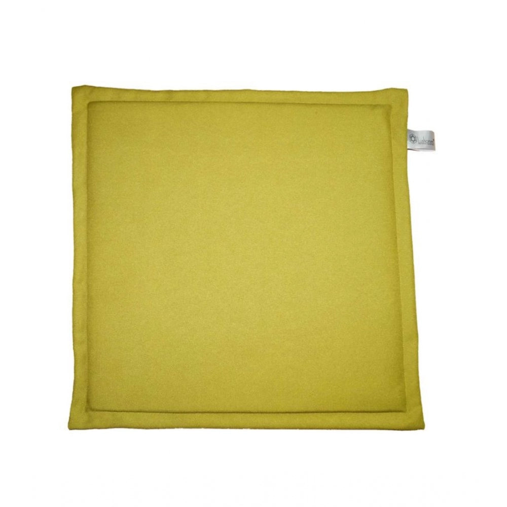 Pack Of_4 Polyester Solid Chairpads (Mustard, Size: 16x16 In)