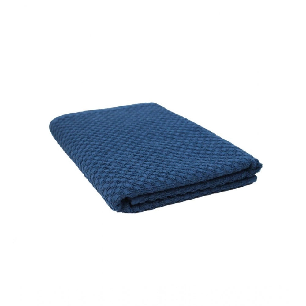 Cotton Popcorn Weave Bath Towels (Blue)