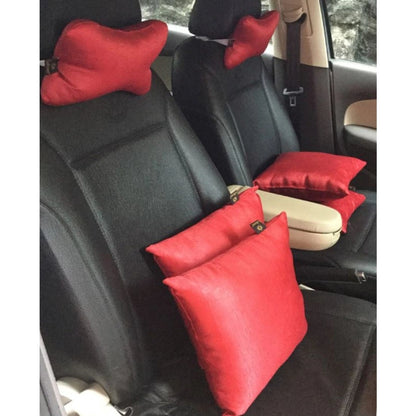 Pack Of_4 Polyester Solid Car Pillow Sets (Red, Size: 12x12 In)