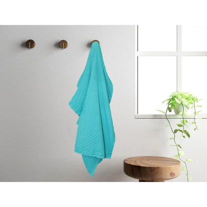 Cotton Popcorn Weave Bath Towels (Aqua Blue, Size: 28x59 In)