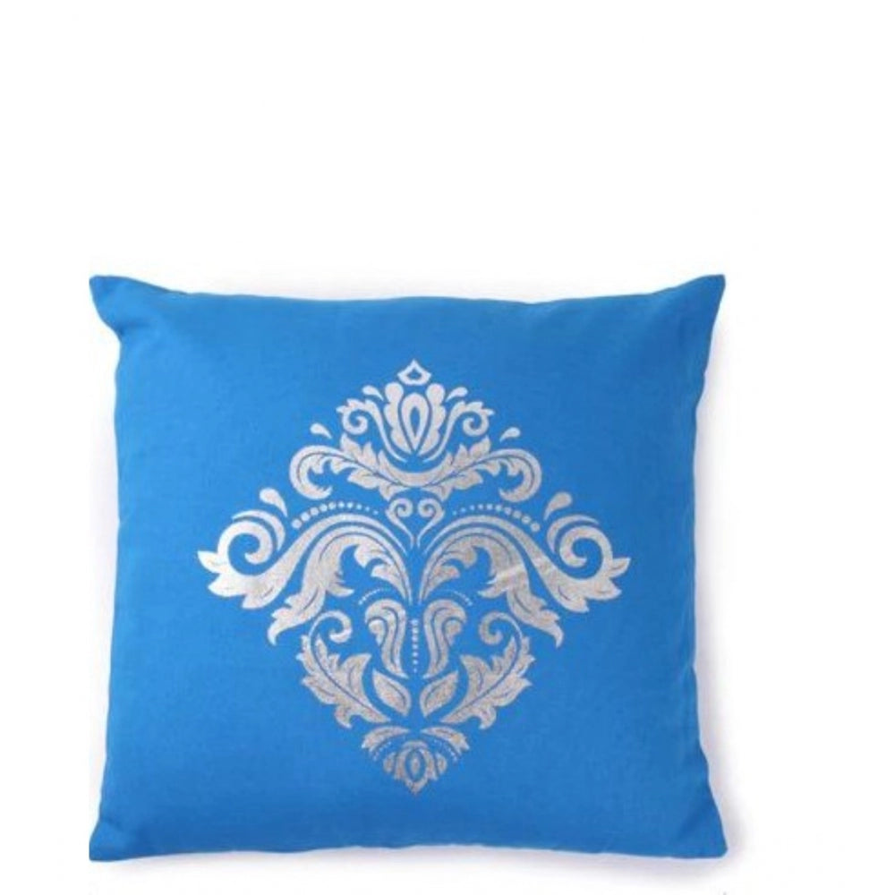 Pack Of_2 Cotton Printed Cushion Cover Sets (Blue, Size: 16x16 In)