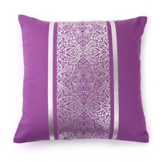 Pack Of_2 Cotton Printed Cushion Cover Sets (Purple, Size: 16x16 In)