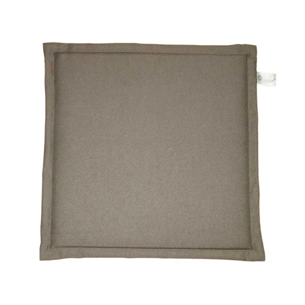 Pack Of_4 Polyester Solid Chairpads (Dark Beige, Size: 16x16 In)