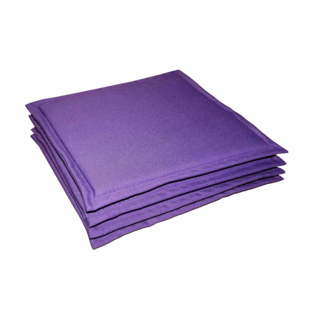 Pack Of_4 Polyester Solid Chairpads (Purple, Size: 16x16 In)