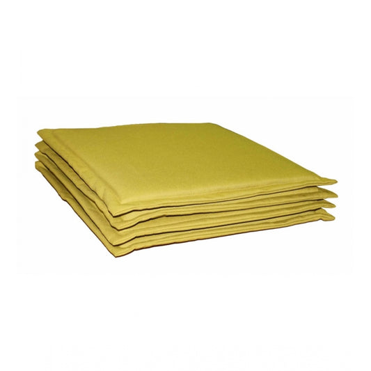 Pack Of_4 Polyester Solid Chairpads (Mustard, Size: 16x16 In)